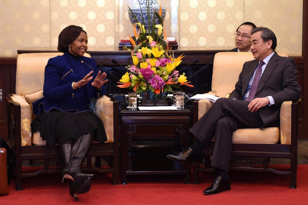 Chinese Foreign Minister Wang Yi meets with Minister of International Relations Maite Nkoana-Mashabane at a South Africa-China bilateral meeting in February 2017. GovernmentZA via Flickr/CC BY-ND 2.0
